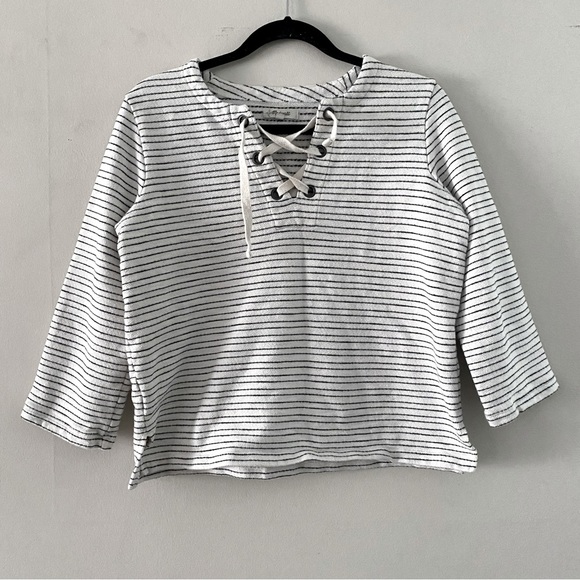 Madewell Striped Lace Up Top Size Small - Picture 4 of 8